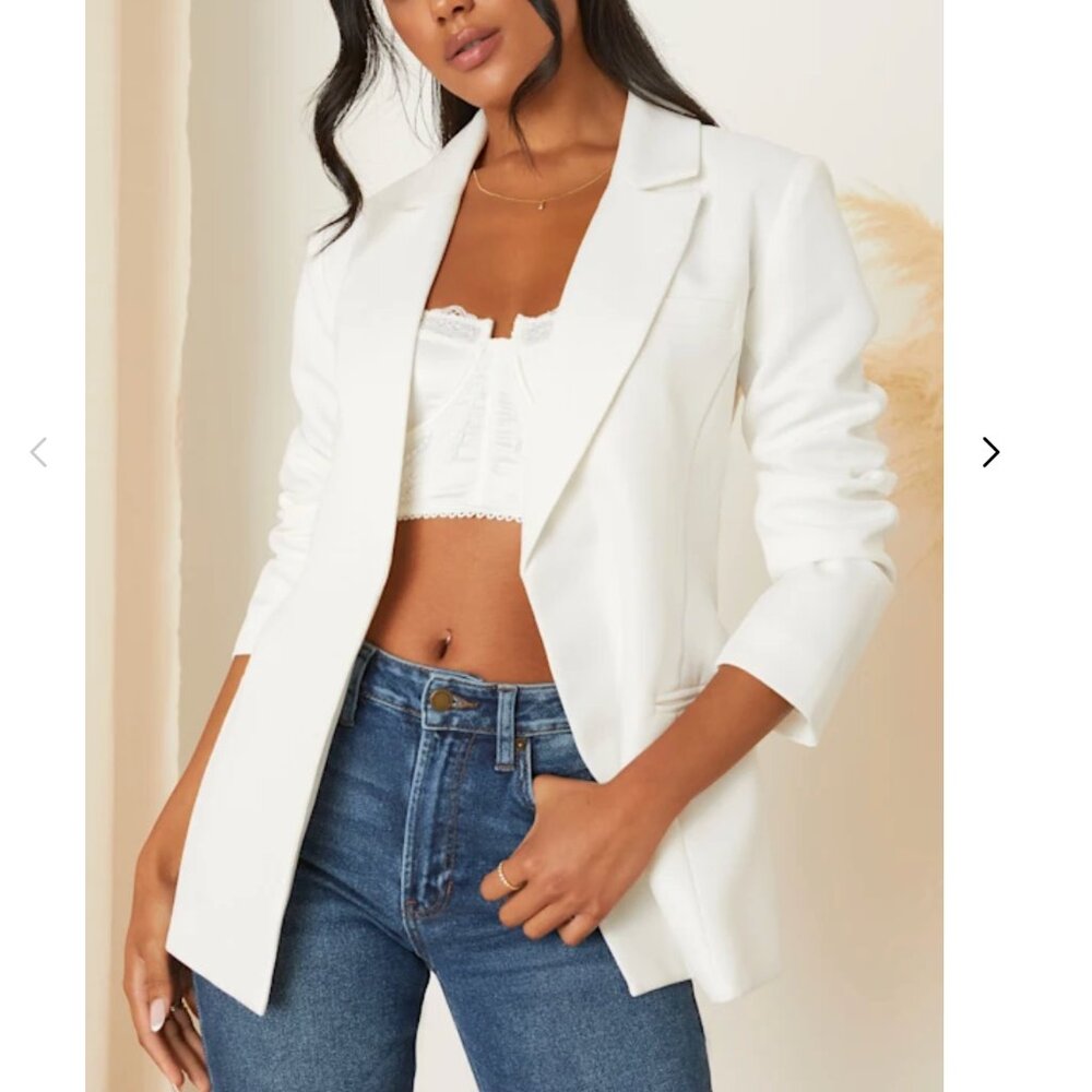 Lulus Brilliant Touch Ivory Blazer White - Size XS